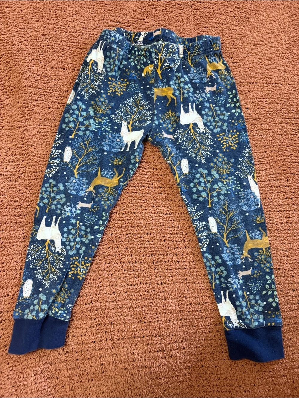 Carter's Navy Leggings with Gold & White Deer Print